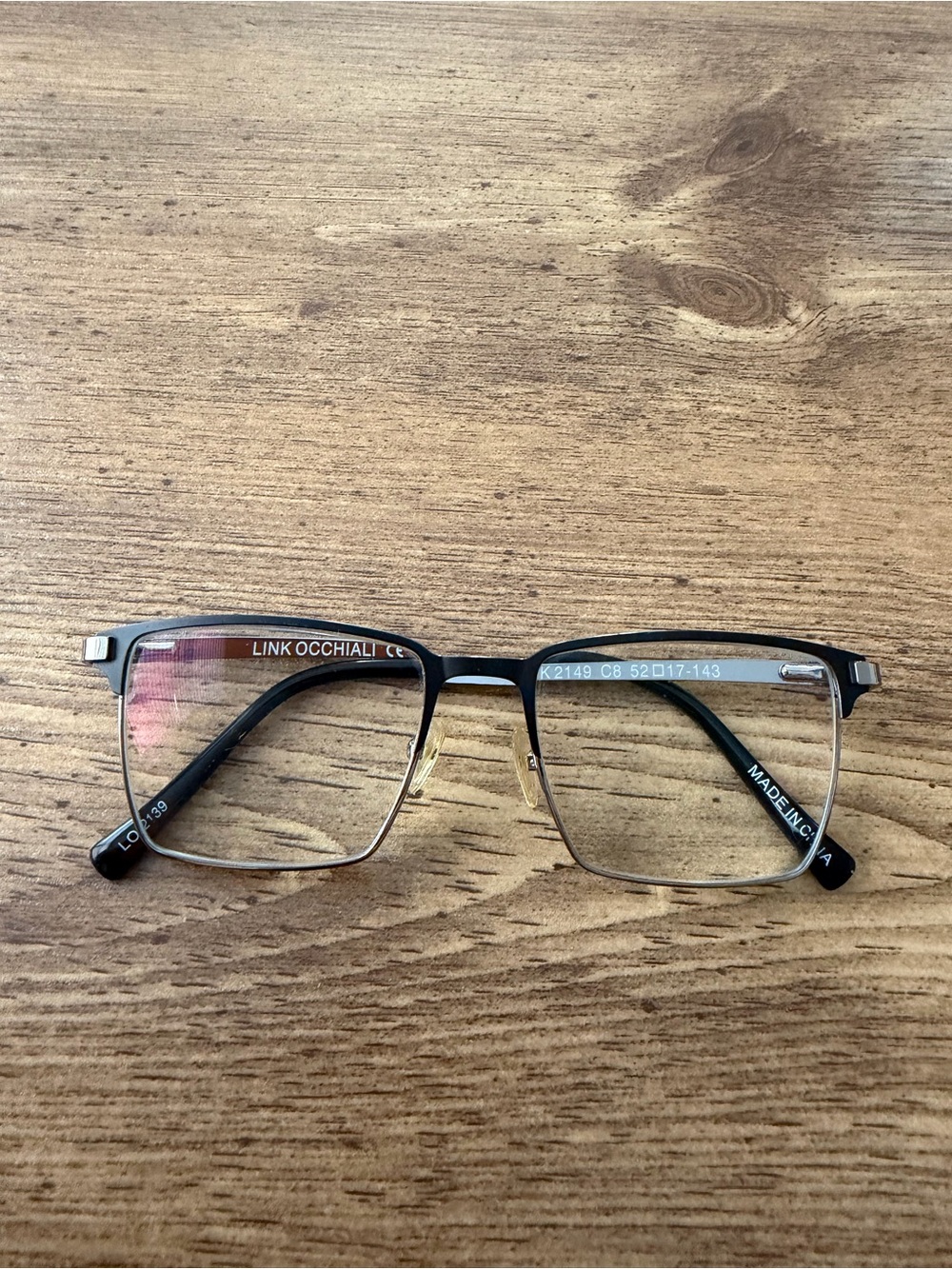 Link Occhiali  Eyeglasses Frame LINK 2149 C8 52-17 143 Black / Gray Full RIm